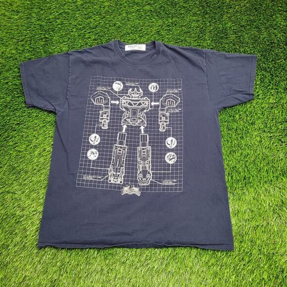 Power-Rangers Megazord Robot Shirt M/L 22x27 Navy Dinozords - Picture 1 of 14